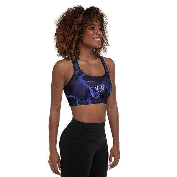 Padded Sports Bra - Blue Geometric