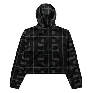 Monogram jacket cropped windbreaker in black and grey