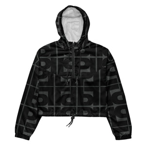 Monogram jacket cropped windbreaker in black and grey