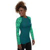 Women's Long Sleeve Rash Guard Turquoise Lace