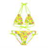 Copy of Strappy Bikini Set Antique Floral in Neon Pink | peace-lover