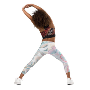 Girls Leggings Pink Marble, matching sports bra available | peace-lover