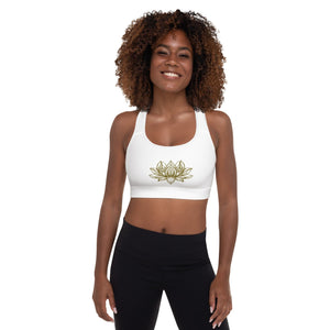 Golden Mandala Sports Bra in White | peace-lover