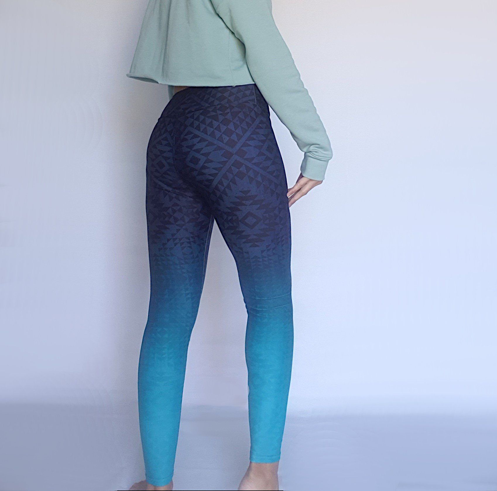 Blue and Purple, Yoga Leggings, Womens Pants, High Waisted, Big Waistband,  Tie Dye, Ombre by Ombeautiful -  Canada